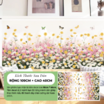 Decal Dán Tường Hoa Cúc Trắng Vàng Nền Hồng Trang Trí Phòng – Decal Hoa MingDecor