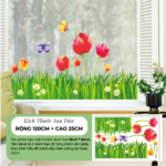 Decal Chân Tường Hoa Tulip Và Cỏ Xanh Trang Trí Tường – Decal Dán Tường MingDecor