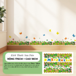 Decal Chân Tường Hàng Rào Hoa Bướm Trang Trí Tường Phòng Khách Phòng Bé – Decal Dán Tường MingDecor