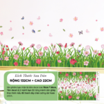 Decal Chân Tường Thảm Cỏ Hoa Hồng Và Hoa Hồng Phấn Trang Trí Tường – Decal Dán Tường MingDecor