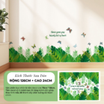 Decal Chân Tường Lá Nhiệt Đới Xanh Và Bướm Trang Trí Tường – Decal Dán Tường MingDecor