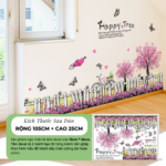 Decal Chân Tường Happy Tree Hàng Rào Hoa Hồng Và Bướm Trang Trí Tường – MingDecor