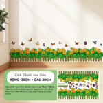 Decal Chân Tường Hàng Rào Hoa Vàng Và Bướm Trang Trí Tường Phòng Khách Phòng Ngủ – MingDecor