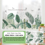Decal Chân Tường Lá Nhiệt Đới Xương Rồng Trang Trí Tường Phòng Khách – MingDecor