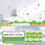 Decal Chân Tường Cỏ Ba Lá Và Hàng Rào Trang Trí Tường Phòng Khách Phòng Ngủ – MingDecor