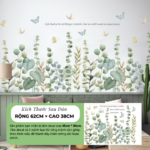 Decal Chân Tường Lá Xanh Bắc Âu Trang Trí Tường Phòng Khách Phòng Ngủ – MingDecor