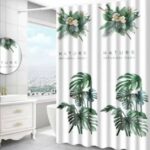 Rèm Nhà Tắm Chống Nước Polyester Họa Tiết Lá Nhiệt Đới 180cm x 180cm