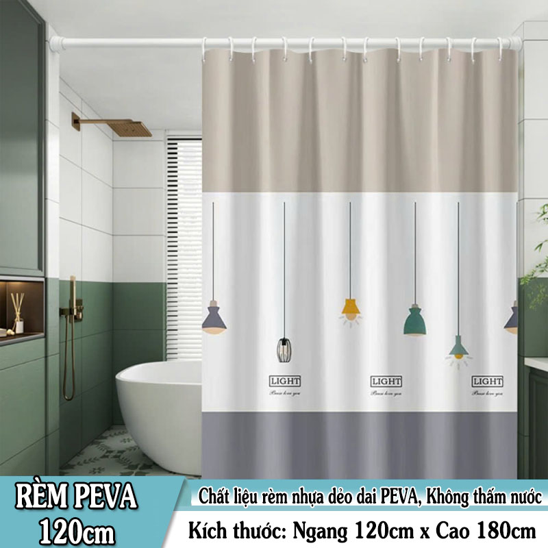 Rèm Nhà Tắm Chống Nước PEVA Họa Tiết Đèn Treo Hiện Đại 120cm x 180cm - Hình ảnh 4