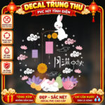 Decal Trung Thu Hít Tĩnh Điện Thỏ Ngọc Đèn Lồng Trang Trí Cửa Kính | MingDecor