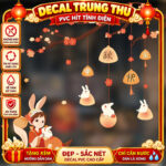 Decal Trung Thu Hít Tĩnh Điện Thỏ Ngọc Đèn Lồng Mẫu 1-Mingdecor